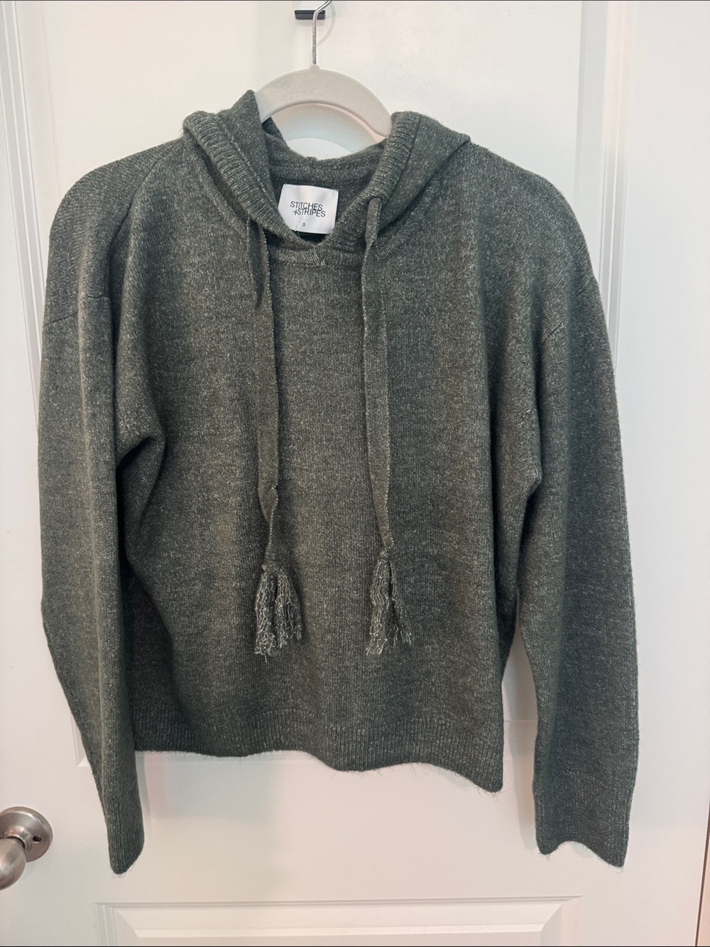 Stitched & Stripes Dax Olive Green Hooded Sweater